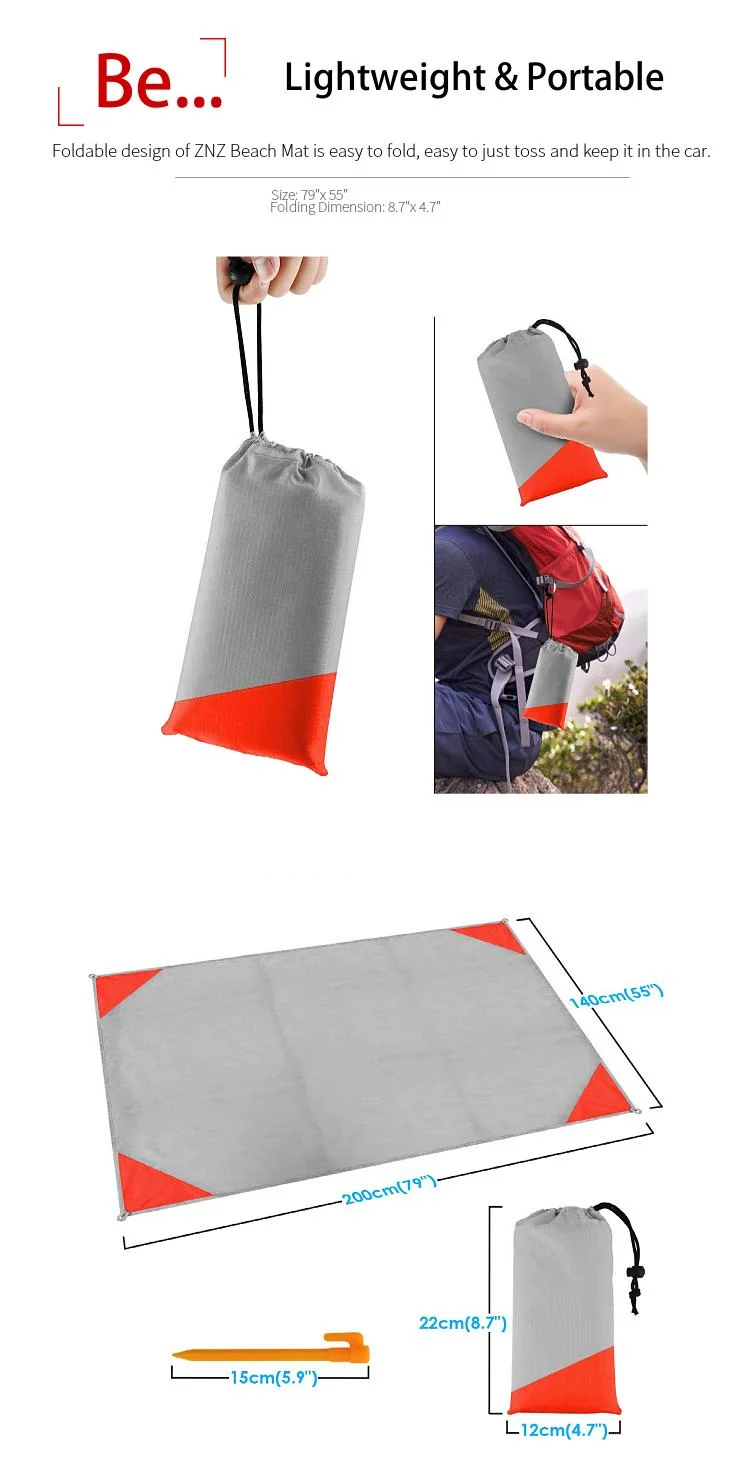 Hot Sale Beach Blanket Durable Nylon Lightweight Beach Picnic Blanket Sandproof Beach Blanket