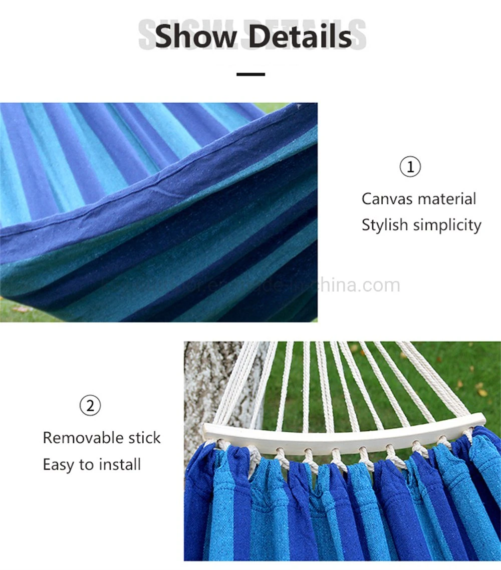 Folding Portable Camping Beach Hammock Hanging Swinging Outdoor Bed Cotton Nylon Swing Hammock