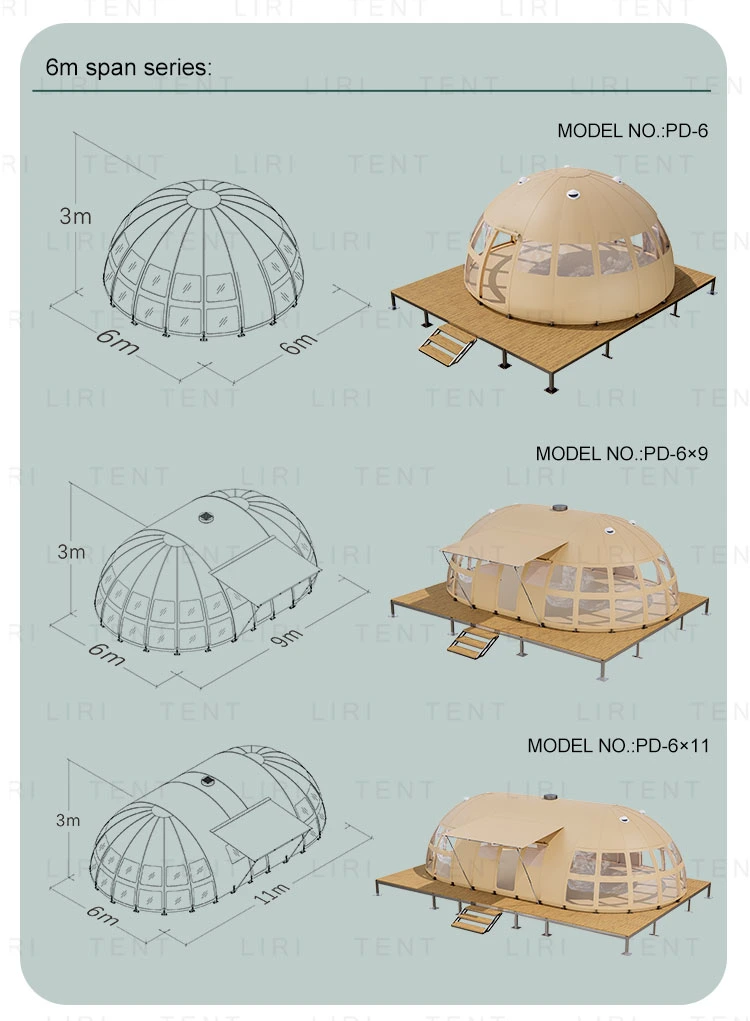 Luxury Wooden Frame Panorama Dome Camp Famliy Glamping Tent