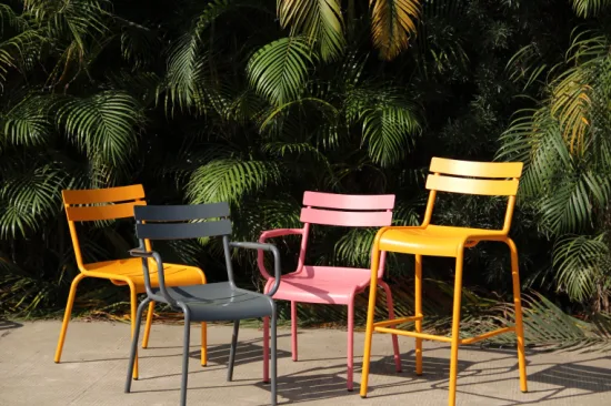 Sedia da giardino moderna in alluminio senza braccioli impilabile per mobili da esterno per ufficio da giardino da campeggio